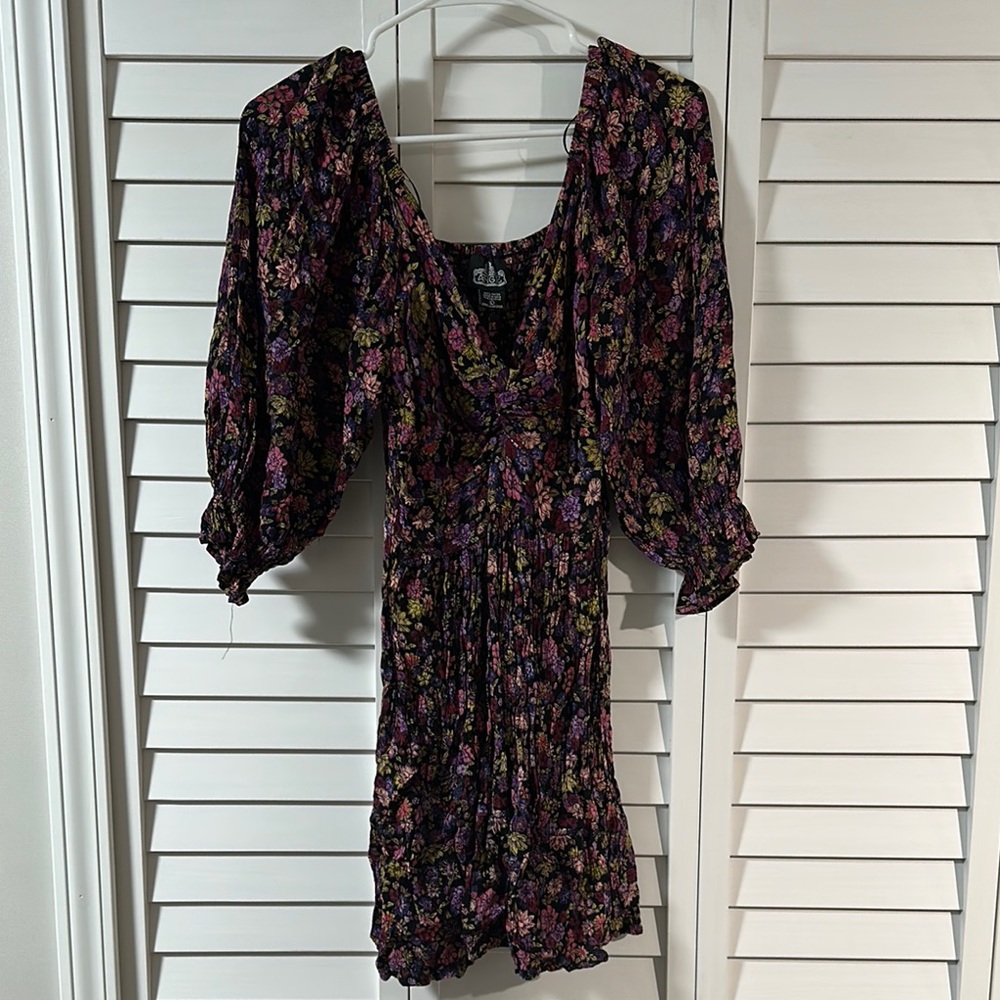 Angie Black and Pink Dress with Bishop Sleeves